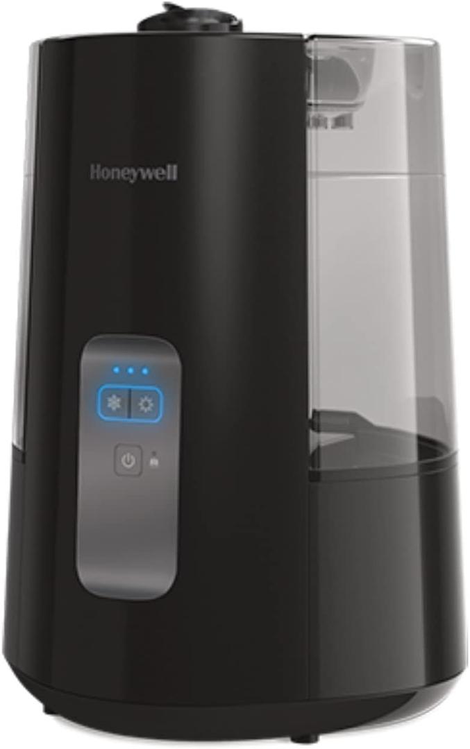 Honeywell Dual Comfort Cool + Warm Mist humidifier. Humidifier for Bedroom, Office, Living Room and Home. Provides Temporary Relief from Dry air discomforts - Black, HWC775B