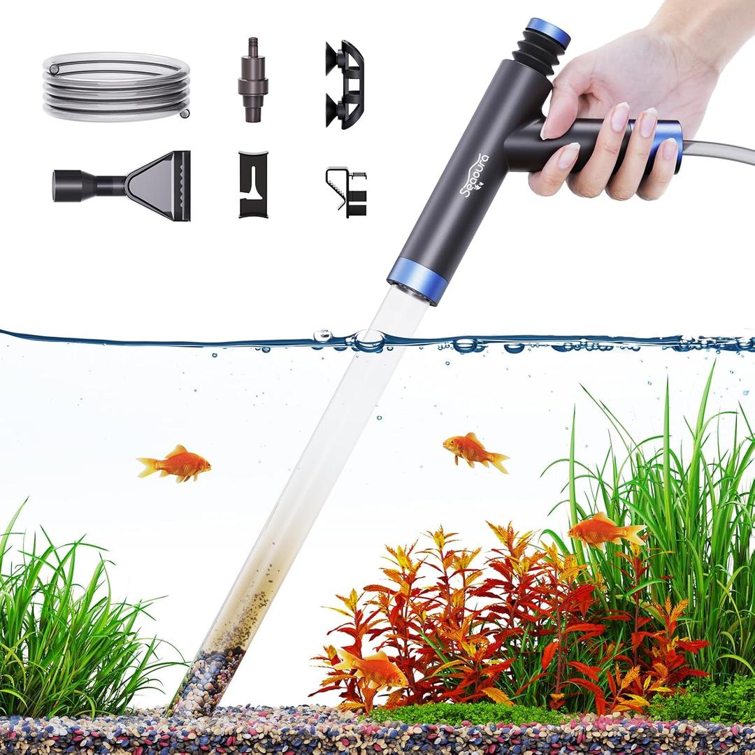 Aquarium Siphon Pump Gravel Cleaner, Fish Tank Vacuum Gravels Cleaning Kit, Manual Water Changer with Air Push Button, Aquariums Sand Clean Set, Hose for Suck Manure Wash Sand