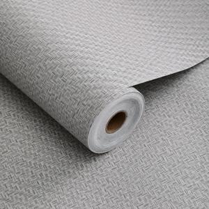Haimin Fabric Wallpaper Textured Contact Paper (24in X 393in) Gray Grass cloth Wallpaper Peel and Stick Faux Linen Wall Paper Self-Adhesive Vinyl Looks Like Woven Straw