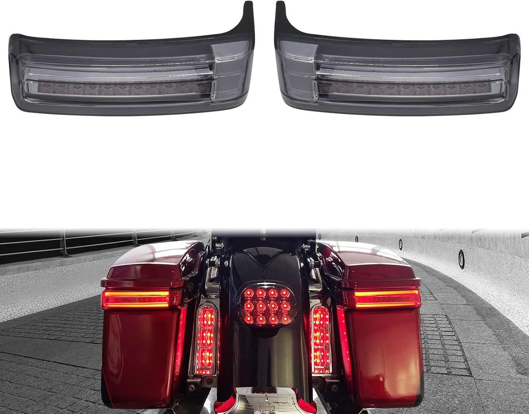 Motorcycle Saddlebag Tail Lights Run Brake LED Turn Signal Lamp Fit for Harley Touring Street Gilde Road Gilde Road King Electra Glide Ultra Limited 2014-2023 (Black Smoke)