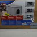 Trixie XL Furniture Litter Box Enclosure (Gray), Hidden Litter Box for Cats with Openings on Either Ends & Large Ventilations Slots, Double Doors for Easy Cleaning, Removable Divider
