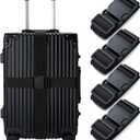 Luggage Straps for Suitcases 4 Pack, TSA Approved Travel Essentials, Luggage Strap for Travel Suitcase & Bag Closure and for Easy Identification, Travel Accessories for Safety & Convenience (Black)