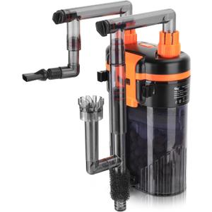 hygger External Hang-On-Back Canister Aquarium Filter,Quiet Fish Tank Filter with 3-Stage Filtration,Anti-Dry Burn Motor,Adjustable Flow,Oil Skimmer,Duckbill Nozzle,Shower Spray Bar (6W,10-20 gal)