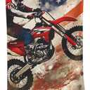 Motocross American Flag Beach Towel Dirt Bike Sand-Free Microfiber Bath Towel Ultra Soft Quick Dry Pool Towel Absorbent Towel Lightweight Towel for Outdoor Bathroom Swimming Decor 31inx51in
