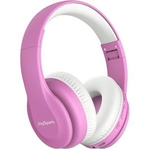 JoySpark Kids Bluetooth Headphones, Lightweight Wireless Headphones for Kids, 85/94dB Volume Limited, 60 Hours Playtime, Bluetooth 5.3, Over-Ear Toddler Headsets with Built-in Mic-Pink