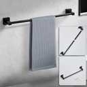Matte Black Bathroom Hardware Set 4 Pieces,Bathroom Accessories Set Stainless Steel Wall Mounted, Hand Towel Bar, Towel Ring, Robe Towel Hooks,Toilet Paper Holder,Towel Bar Set, 23.6 Inch