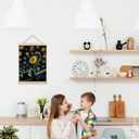 YTRGI Black Cat Wall Art Poster Framed, Starry Night Black Cat Room Decor Aesthetic, Gifts for Cat Lovers, Cats Wall Art for Officer Girly Home Bathroom Bedroom Dorm Decor, 12x16 Inches (Blue)