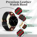 MOINSPIRE Designer Leather Bands with Charms Compatible with Samsung Galaxy Watch 7/6/5/4/Active 2 40mm 44mm/Watch 6 Classic 43mm 47mm/Watch 5 Pro 45mm/Watch 4 Classic 42mm 46mm, 20mm