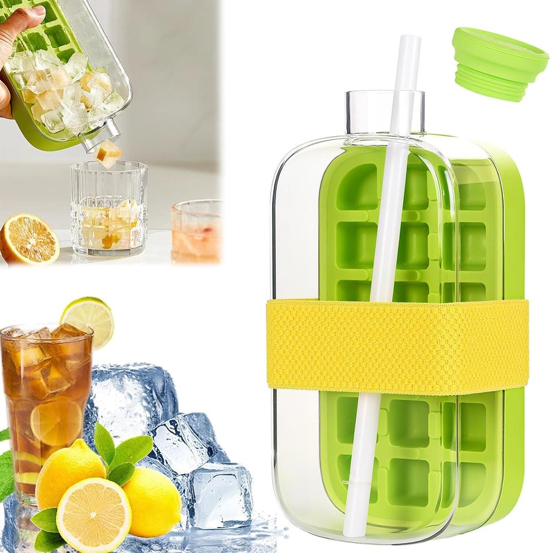 Ice Cube Bottle, My Crush CupIce Cube Water Bottle2 in 1 Touch-Free Ice Tray Bottle with Straw, Vertical Ice Maker for Freezer, Travel, Gym & Home Use (Green, 800ml) Ice Cube Bottle, My Crush CupIce Cube Water Bottle2 in 1 Touch-Free Ice Tray Bottle with Straw, Vertical Ice Maker for Freezer, Travel, Gym & Home Use (Green, 800ml)