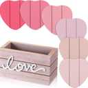 Patelai Set of 6 Wooden Heart Coasters House Warming Gifts New Home White Elephant Gifts for Adults Funny Farmhouse Coasters with Holder for Coffee Table Protection Decoration(Love,Pink)