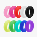 10Pcs Silicone Rings Set Solid Colors Women Rubber Wedding Bands 8mm Wide 2mm Thick