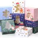 30Pcs Christmas Cookie Boxes for Gift Giving, 6x6x3 inch Bakery Box with Window, Xmas Treat Boxes for Holiday Party Favor Pastries, Cupcakes, Cookies, Muffins, Donuts, Gift Wrapping