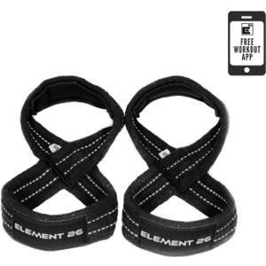 Element 26 Padded Figure 8 Lifting Straps - Weightlifting Straps - Figure 8 Straps - Wrist Straps for Men, Women, Weight Lifting, Deadlifts - Deadlifting Straps (Small, Black)