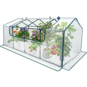 Mini Greenhouse Outdoor, deaunbr Waterproof Garden Green House with Durable PE Cover & Roll-Up Zipper Door, Heavy Duty Greenhouse Tent for Indoor Outdoor Plants - 63"x31.5"x31.1"