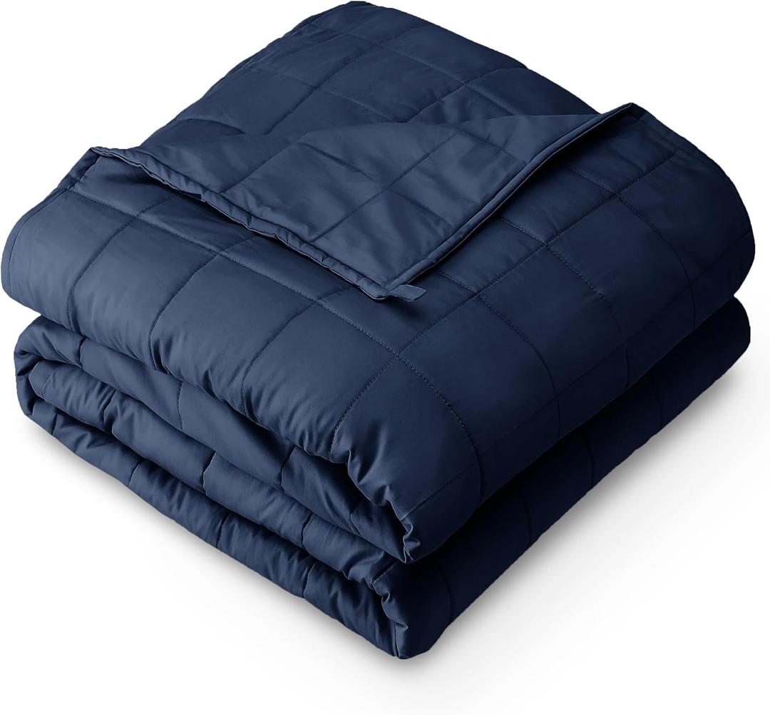 Bare Home Weighted Blanket Queen Size 22lb (60" x 80") for Adults - All-Natural 100% Cotton - Premium Heavy Blanket Nontoxic Glass Beads (Dark Blue, 60"x80")