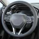Uxcer Nappa Leather Steering Wheel Cover, Universal 14.515 Inch Non-Slip Breathable Steering Wheel Cover for Cars, Black