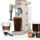 Ninja Pod & Grounds Specialty XL Single-Serve Coffee Maker, K-Cup Pod Compatible, Brews Grounds, Compact Design, Built-In Milk Frother, 68-oz. Reservoir, 6-oz. Cup to 24-oz. Mug Sizes, Stone, PB055AST