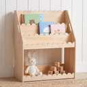 Scalloped Bookshelf for Kids, 4-Tier Montessori Toddler Wood Bookcase