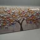 LASMOND White Spring Tree of Life Wall Art Office Decor Living Room Modern Painting Prints Pictures Abstract Floral Flower Nature Canvas Large Landscape Artwork (20x40 Inches)