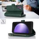 iCoverCase for Samsung Galaxy S23 FE Wallet Case with Card Holder, Kickstand Feature PU Leather Case with Adjustable Crossbody Lanyard Magnetic Clasp Zipper Pocket Flip Cover (Green)
