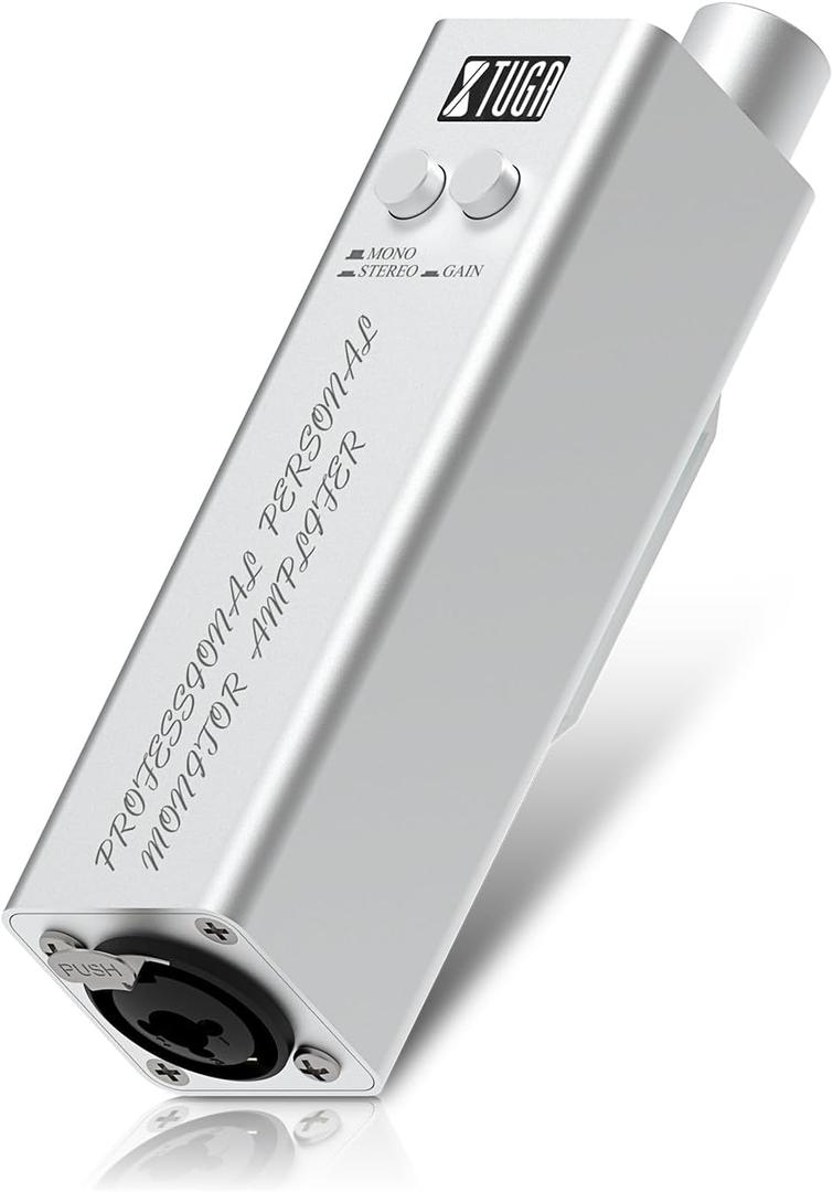 XTUGA Portable in Ear Monitor System, Headphone Amplifier with Stereo/Mono Switching, Wireless IEM with Gain Button XLR/TRS Output for Guitar Keyboardists Stage Performances (LSY-20)