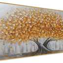 Gold Tree of Life Canvas Wall Art, Modern Abstract Textured Painting, Large Framed Panoramic Landscape Artwork for Living Room, Bedroom, Office, Home Decor 60"x30"