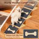 Dog Ramp for Stairs 6 Pack Foldable Pine Wood Dog Ramp | Adjustable Dog Stair Bed Ramp for Small ,Elderly,Short-Legged,Arthritic Pets with Non-Slip Bone Design –Supports 100 lbs