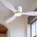 Ceiling Fans with Lights, 42 Inch Low Noise Reversible Airflow DC Motor Ceiling Fan with Remote Control, 2000LM Flush Mount Ceiling Fan for for Bedroom, Living Room