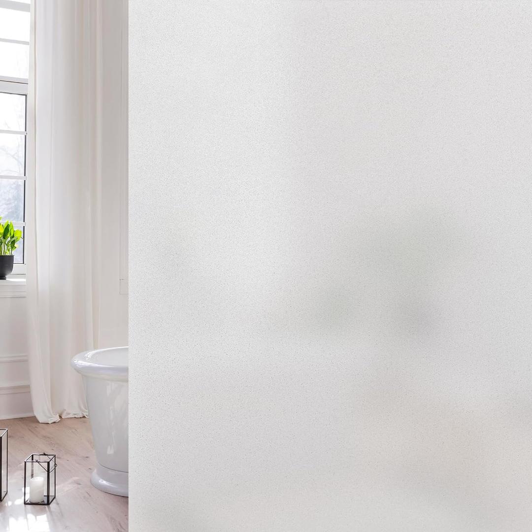 Volcanics Frosted Glass Window Privacy Film, Removable Static Cling Bathroom Window Film, Heat Control UV Blocking, Peep-Proof, Ideal for Home Office 35.4 x 78.7 Inches