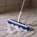 4-in-1 Floor Scrub Brush with Long Handle V-Shaped Crevice Brush Floor Scrubber Mop with Squeegee and Tweezer for Cleaning Gap Tile Bathroom Kitchen Patio Deck Garage
