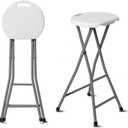 30 Inch Tall Folding Stool Chair | Heavy Duty Plastic Stool Chair | Portable Foldable Bar Height Stools with Handle for Indoor & Outdoor | Bar Stools with Footrest | 300lbs Capacity | White (1)