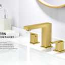 KENES Brushed Gold Widespread Bathroom Faucet 3 Hole Bathroom Sink Faucet Gold Two Handle, 8-Inch 3 Pieces Bathroom Vanity Faucet with Pop Up Drain & Supply Lines, KE-9050-4-P