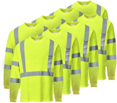 MINTOUR 8 Pack High Visibility Reflective Safety Shirts for Men,Short Sleeve Breathable Work Shirt for Warehouse Construction Size XL