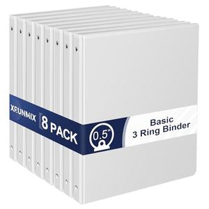 0.5-1-Inch 3-Ring-Binder with Pockets, 1'' Basic Binders 1-inch View Round Binders Holds 200 Sheets US Letter Size 8.5'' x 11'' - Bundle Packs Perfect for Home, Office, and School (0.5-inch)