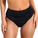 COCOPEAR Women's High Waisted Full Coverage Bikini Bottom Ruched Bathing Suit Bottoms for Women Tummy Control Swim Bottoms