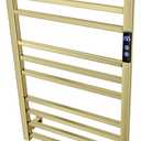 XBVV Towel Warmer Rack for Bathroom with Timer/Fahrenheit Temperature Control Wall Mounted Electric Heated 10 Bar Rail Plug-in or Hardwired Keep Bath Shower Towel Warming (Brushed Gold)