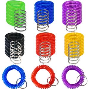 Pack of 36 Colorful Spring Spiral Wrist Coil Key Chain, Wristband Key Ring (Assorted Color)