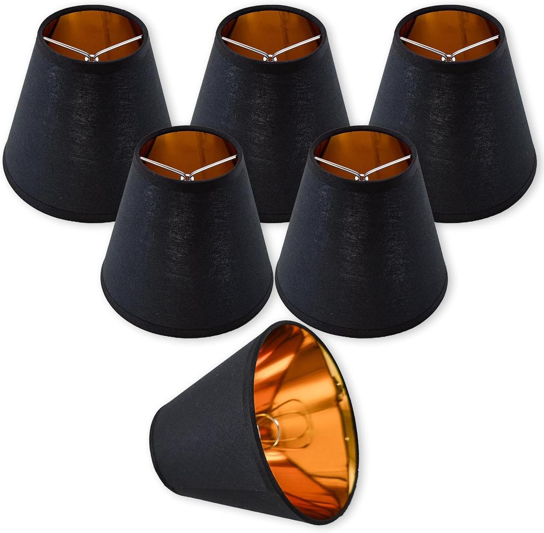 Small Lamp Shade Chandelier Shades Set of 6Fabric Lampshade for Wall LampChandelier ShadesSmall Table LampsFor Cutting Edge Bulbs, Clip-on Fitter Lampshade3" X 6" X 5"
