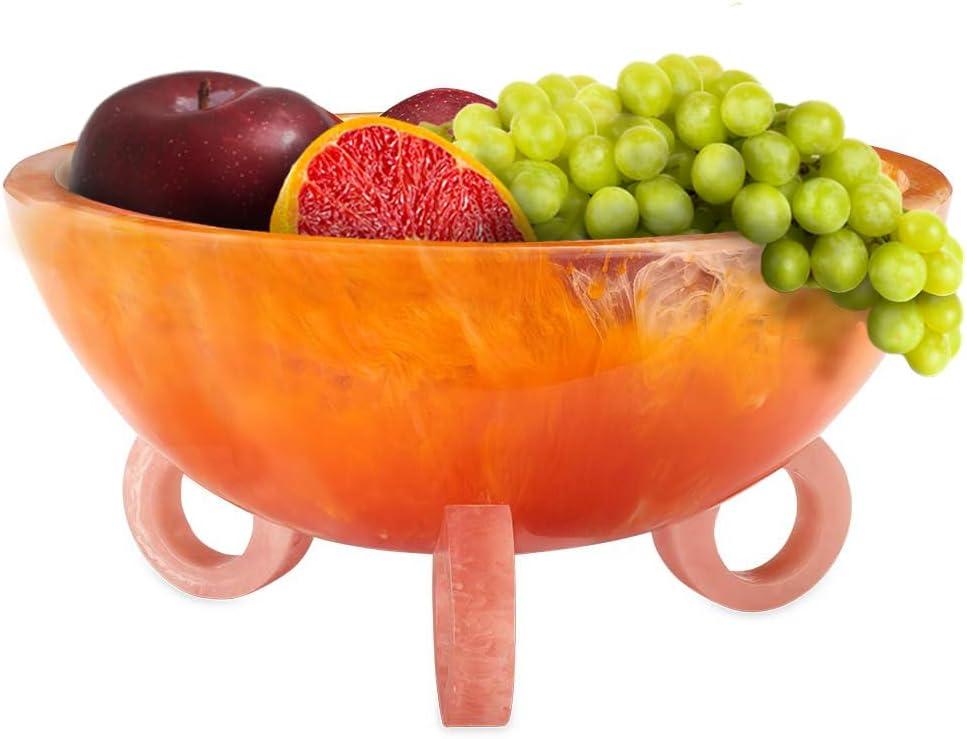Folkulture Fruit Bowl for Kitchen Counter, 9" Resin Decorative Bowl, Centerpiece Table Decorations, Fruit Basket for Coffee Table Dcor, Kitchen Counter Dcor, Pedestal Bowl (9" X 5", Orange Burst & Pink)