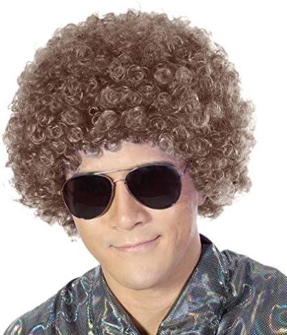 FREE BEAUTY Fluffy Afro Synthetic Clown Wig for Men Women Cosplay Anime Party Christmas Halloween Fancy Funny Wigs (Brown)