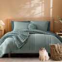 Monbix Full Size Comforter Sets - 7 Pieces Sage Green Bed in a Bag Full Size Bedding Sets with Comforter, Sheets, Pillowcases & Shams (Full(80"X90"))