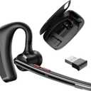 Bluetooth Headset V5.3, Wireless Headset with Dual Noise-Canceling Microphones, Portable Charging Case, 300H Standby Time, Hands Free Headphones for Computer/Cell Phones, Trucker/Home/Office/Work