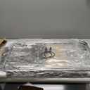 Folding TV Tray Table with Cup Holder, TV Dinner Table with Sturdy MDF Top, Eating Trays with Tablet Slot for Living Room, Bedroom, Sofa, 15 x 18.9 x 25.6 in (Black Marble, 2Pcs)