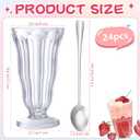 Maxcheck 24 Set Milkshake Glass 17 oz Sundae Glasses with Stainless Steel Spoons Old Fashioned Clear Soda Milkshake Cups Plastic Ice Cream Float Cups for Juice Tropical Drinks Party, 6.6 X 3.5 X 2.7 Inches