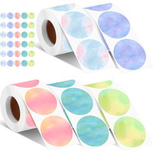 2500 Pcs 2 Inch Circle Thermal Sticker Labels Self Adhesive Round Direct Thermal Labels Multipurpose Printer Stickers for DIY Logo Design, Qr Code, Name Tag (Nebula Gradient Color)