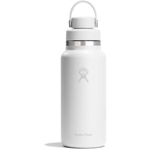 Hydro Flask Water Bottle - Insulated Stainless Steel - Wide Mouth Flex Chug Lid, Non Spill, Leakproof in 32 Oz Tonal White