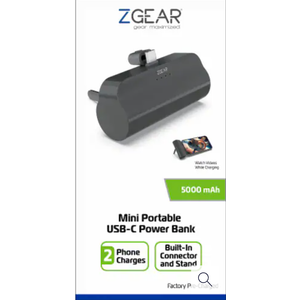 ZGear Mini Portable USB-C Power Bank 2 Phone Charges 5000 mAh