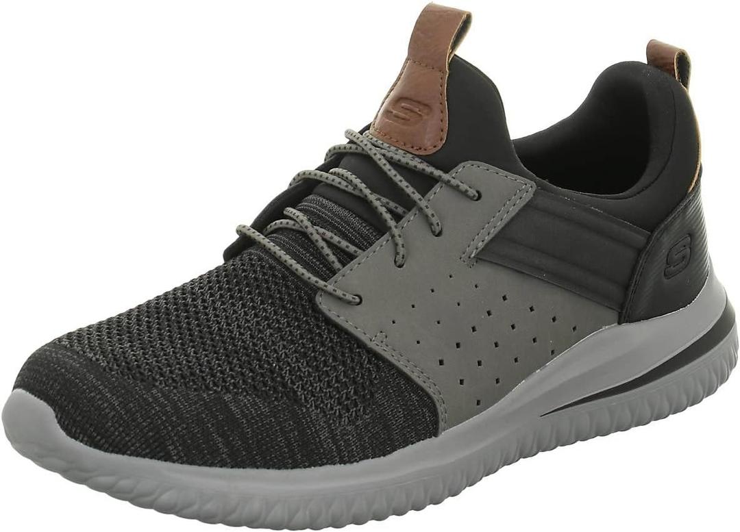 Skechers Men's Delson 3.0 Cicada Sneaker (11, Black/Grey)