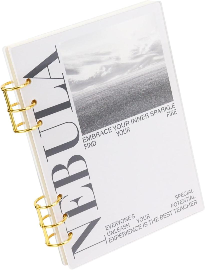 MultiBey A5 Binder 6-Ring Frosted Acrylic Binder Planner Cover with 45 Sheets Lined Paper, Personal Loose Leaf Binders, Gold Metal Round Rings a5 Planner Budget Binders, Lay Flat Design