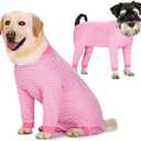Yeapeeto Dog Onesie Surgery Recovery Suit for Large Medium Bodysuit Dogs Pajamas PJS Full Body for Shedding, Prevent Licking, Wound Protection, Cone Alternative (X-Large, Pink)